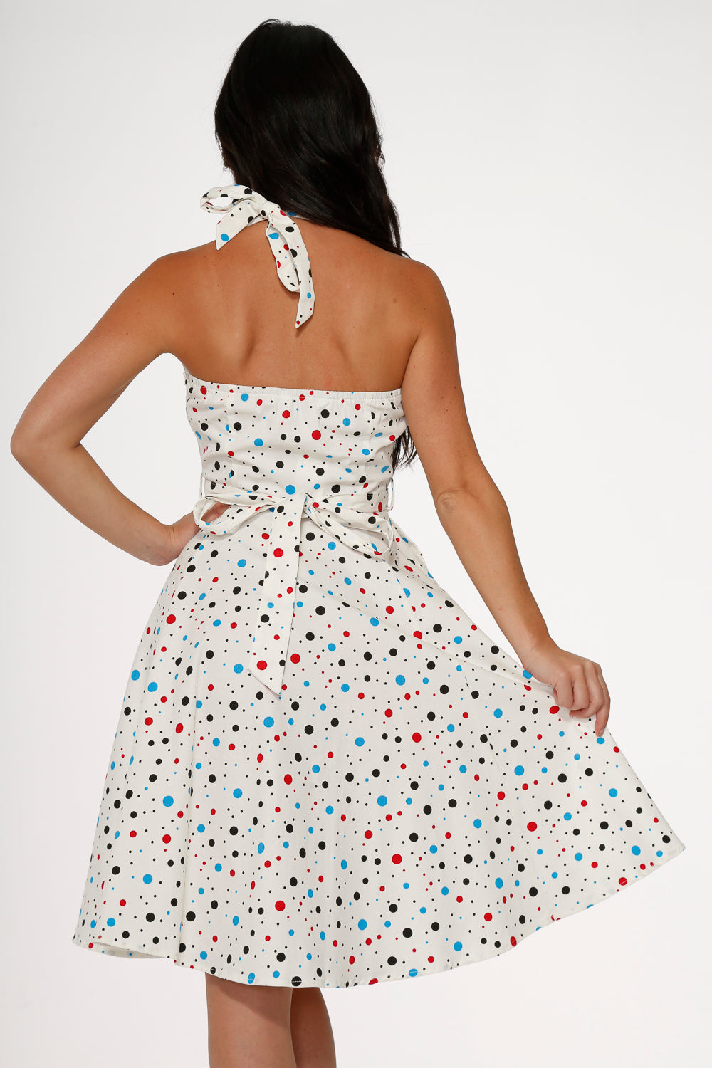 White Candy Halter Swing Dress