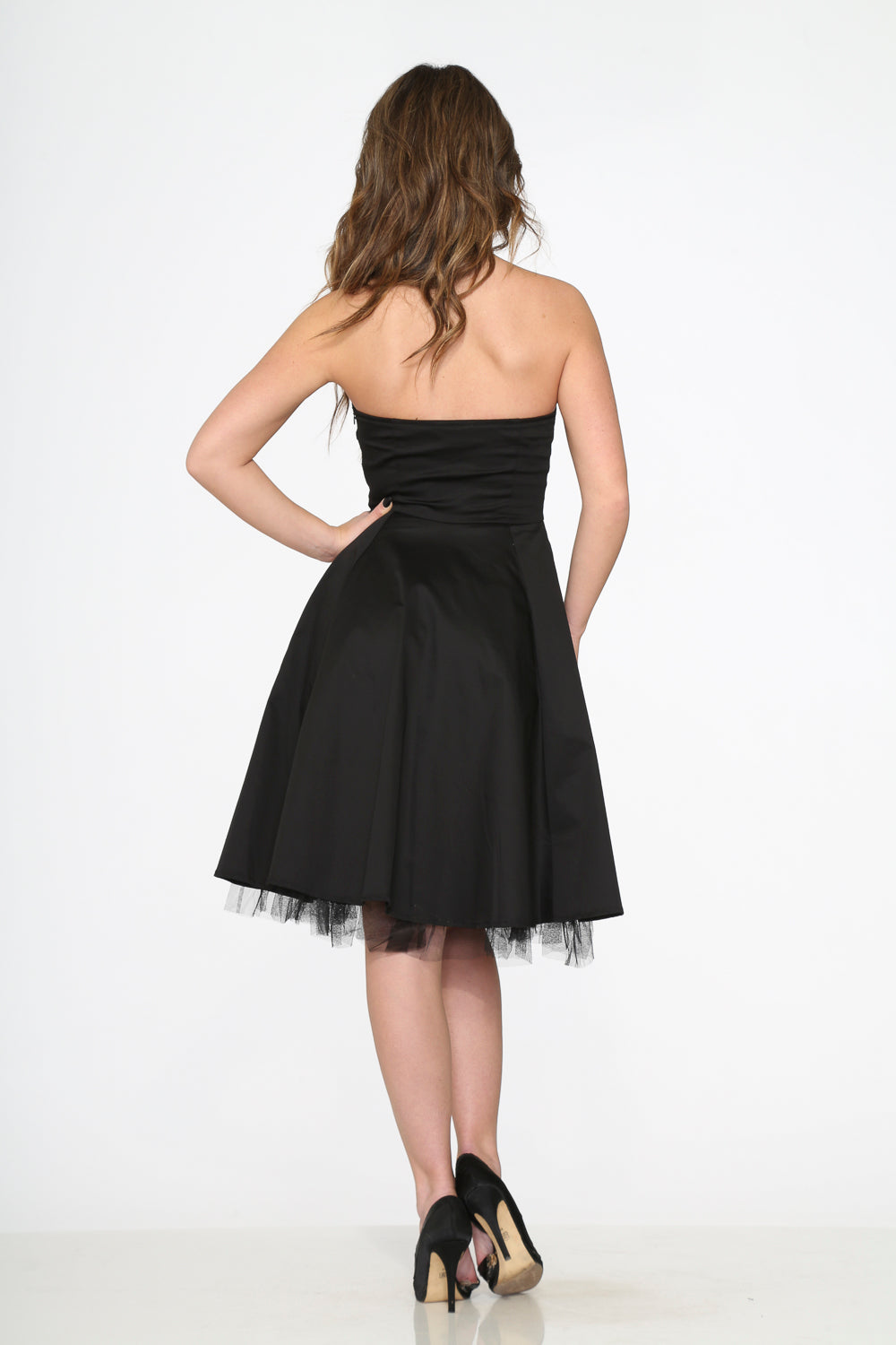 Black Strapless Swing Dress