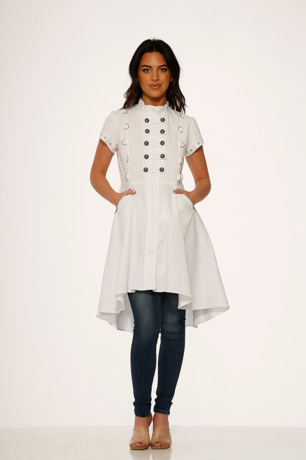 White Battalion Hi-Lo Dress