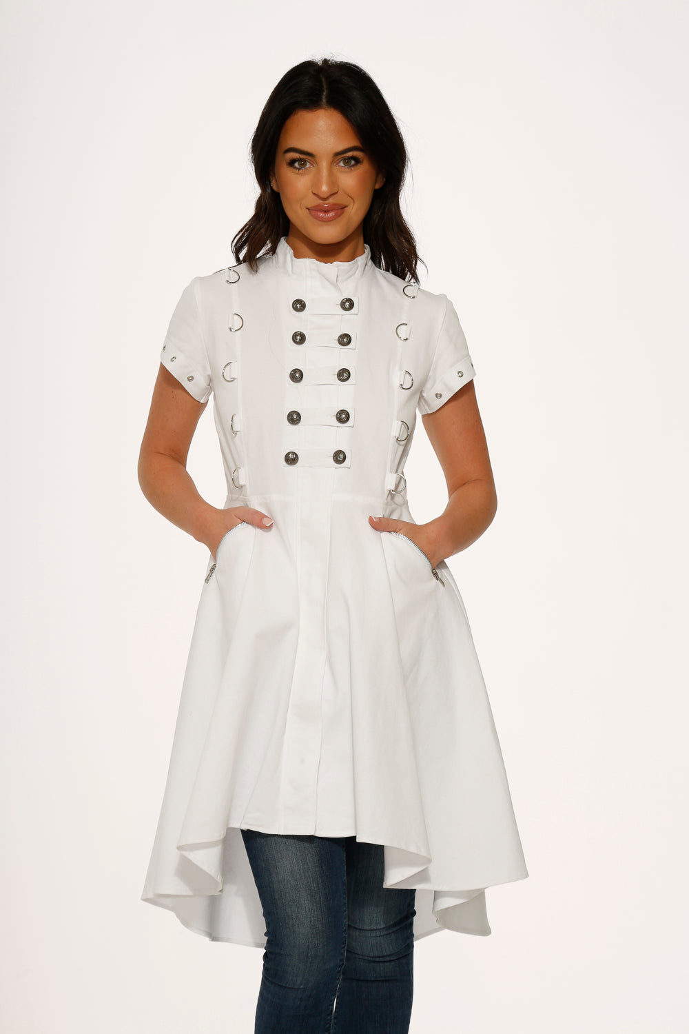 White Battalion Hi-Lo Dress