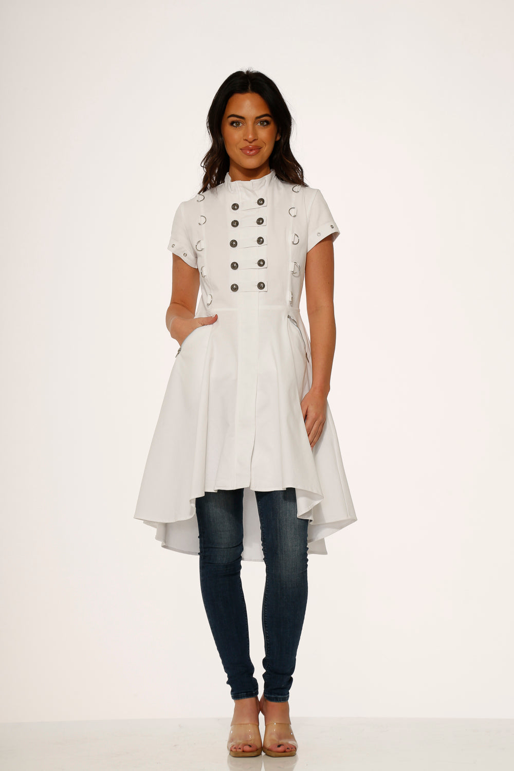 White Battalion Hi-Lo Dress