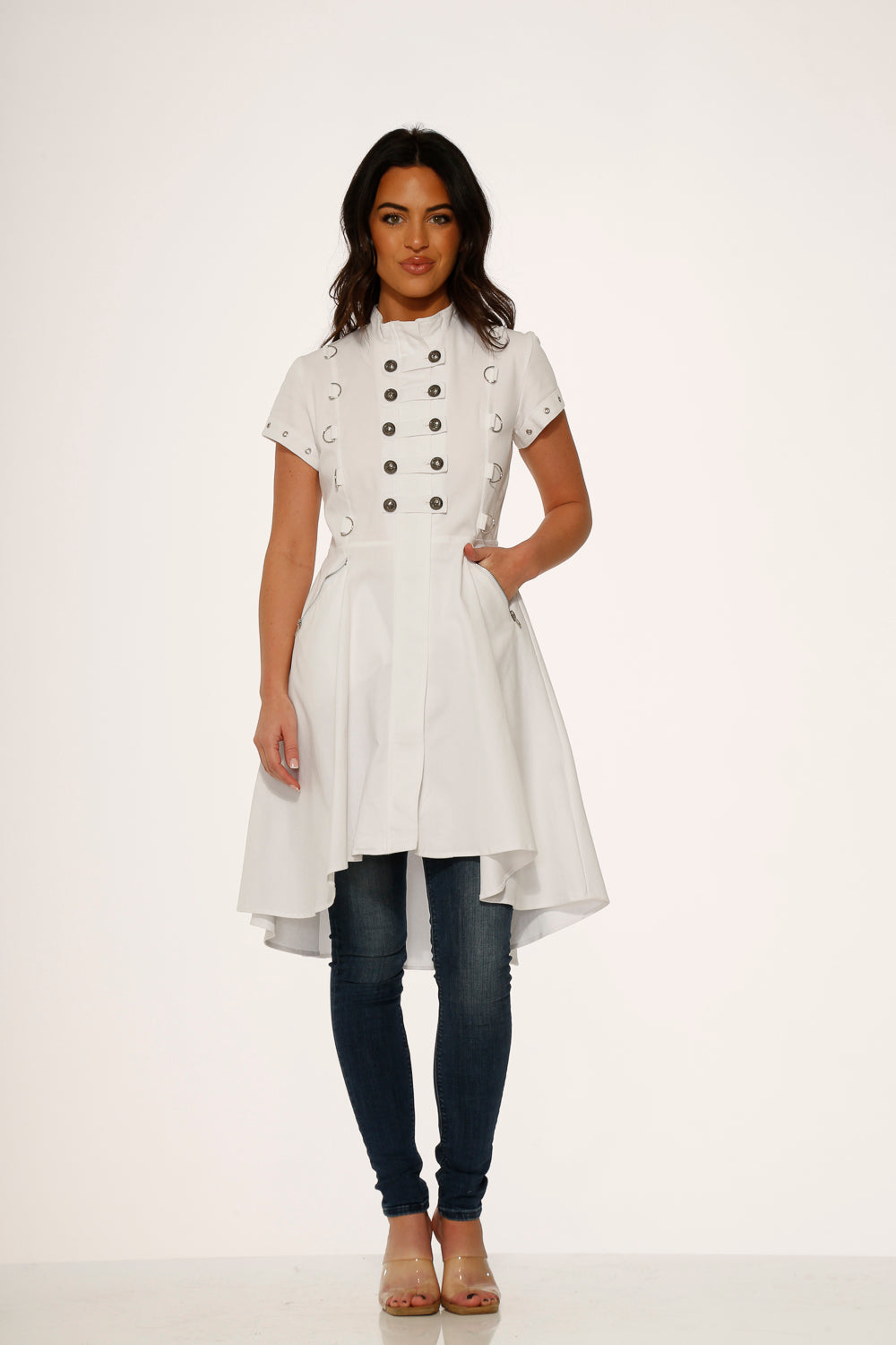 White Battalion Hi-Lo Dress