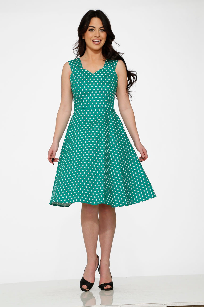 Green & White Polka Dot Dress