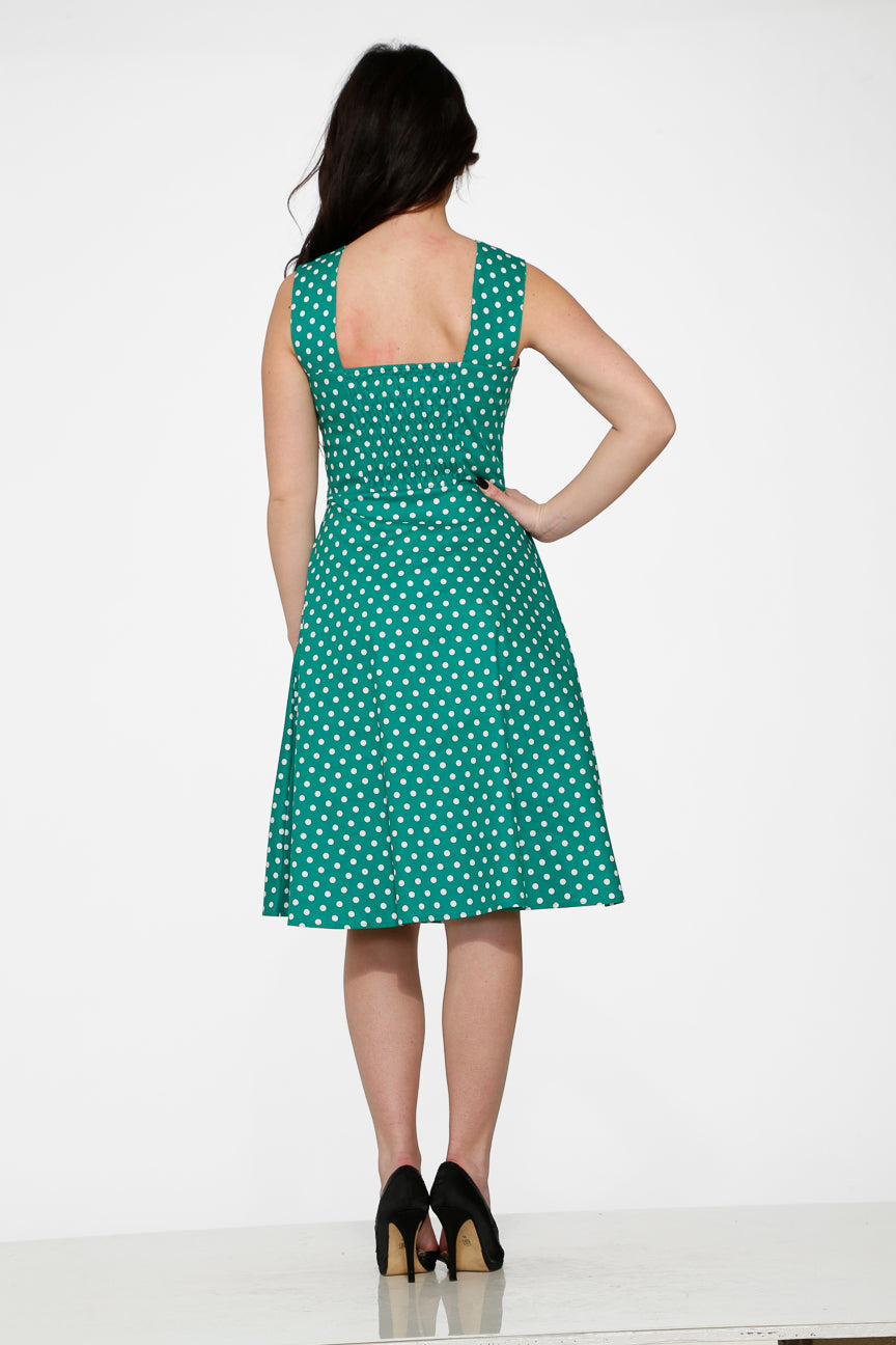 Green & White Polka Dot Dress