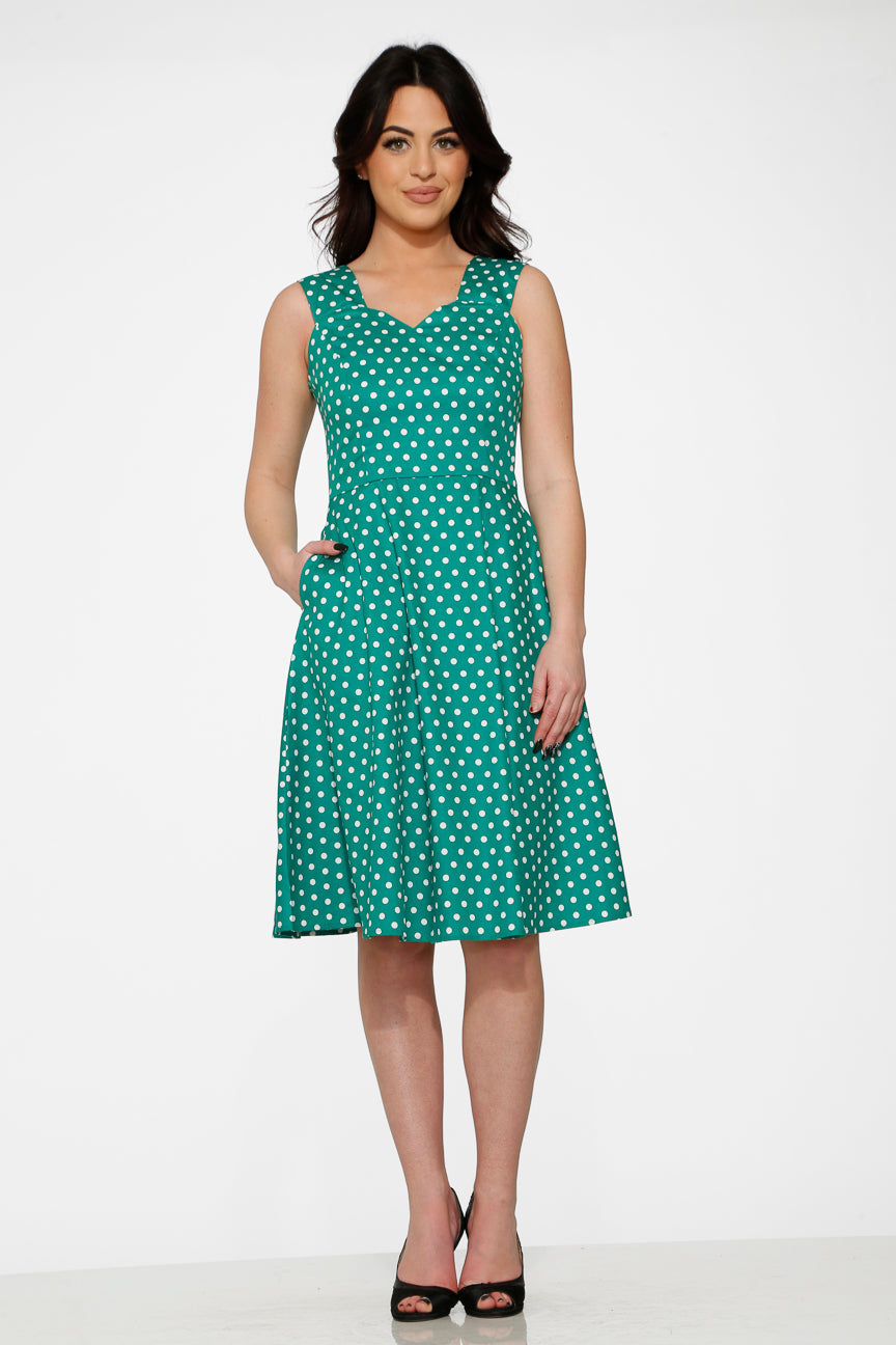 Green & White Polka Dot Dress