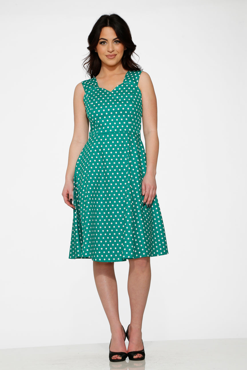 Green & White Polka Dot Dress
