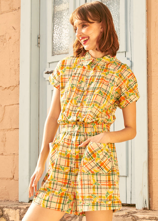 Buttoned Up & Out Romper