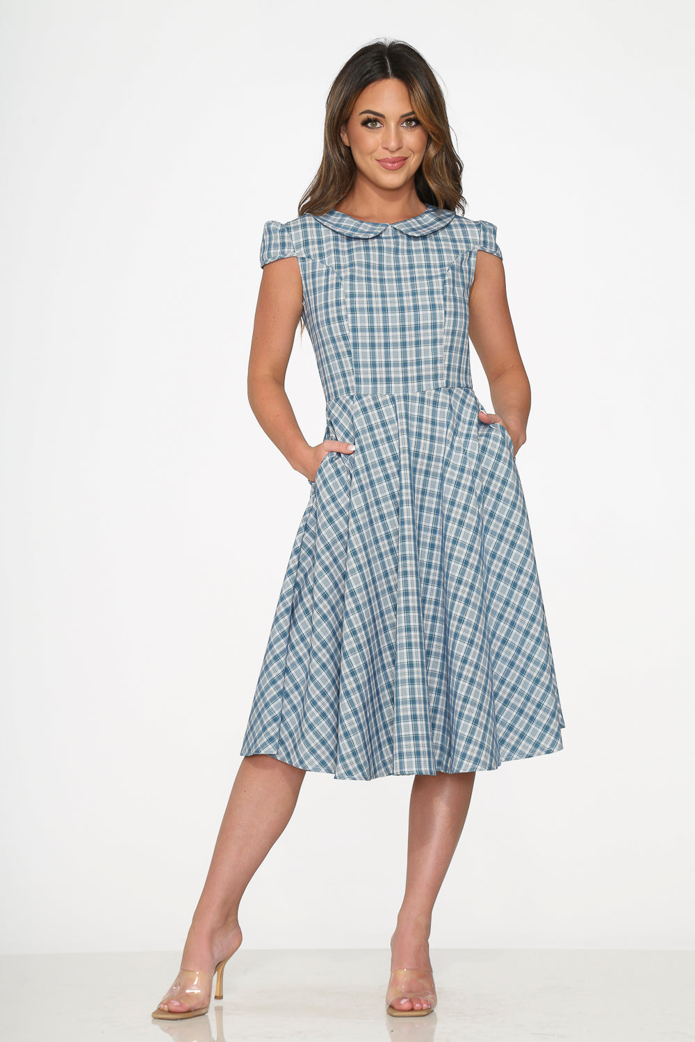 Blue Plaid Swing Dress
