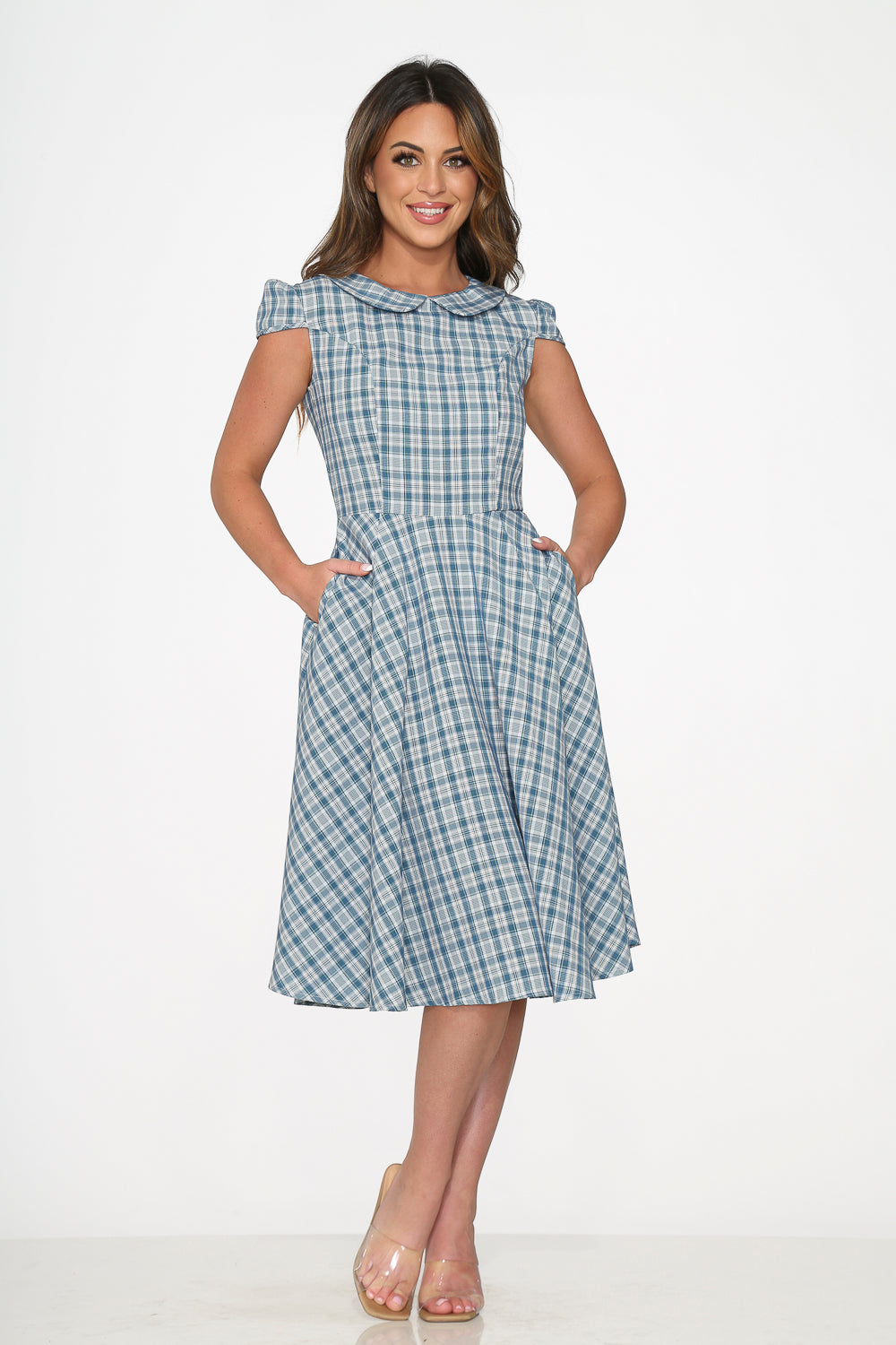 Blue Plaid Swing Dress