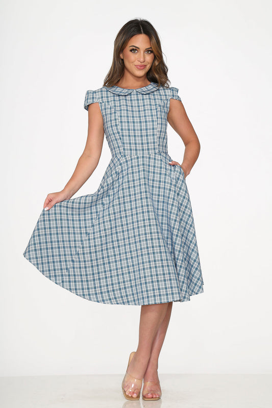Blue Plaid Swing Dress