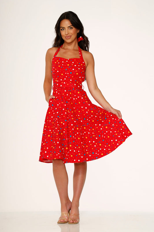 Red Candy Halter Swing Dress