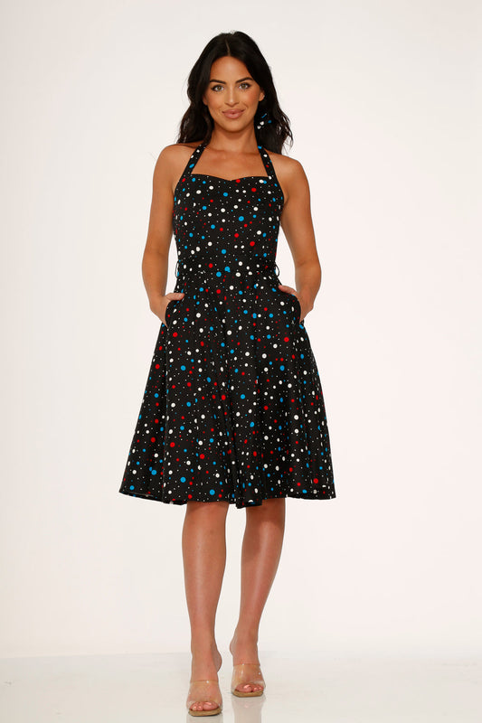 Black Candy Halter Swing Dress