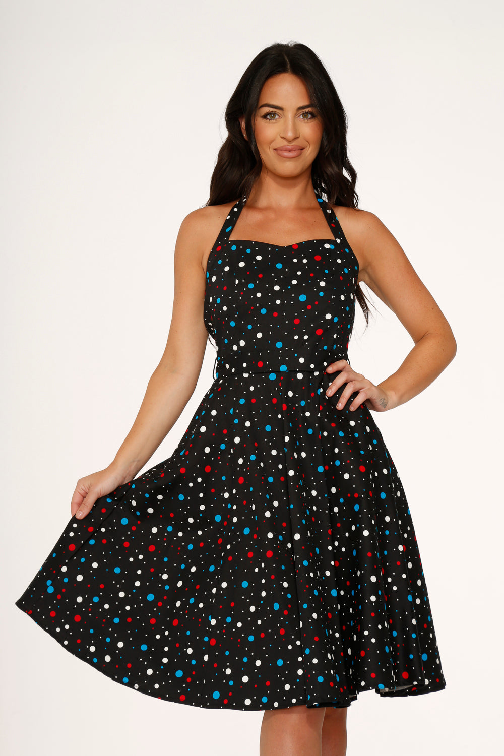 Black Candy Halter Swing Dress