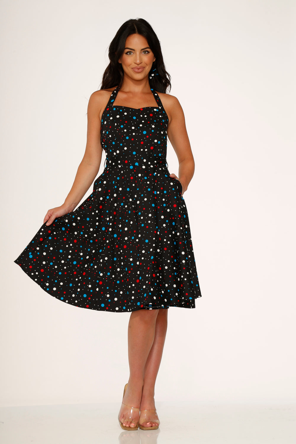 Black Candy Halter Swing Dress