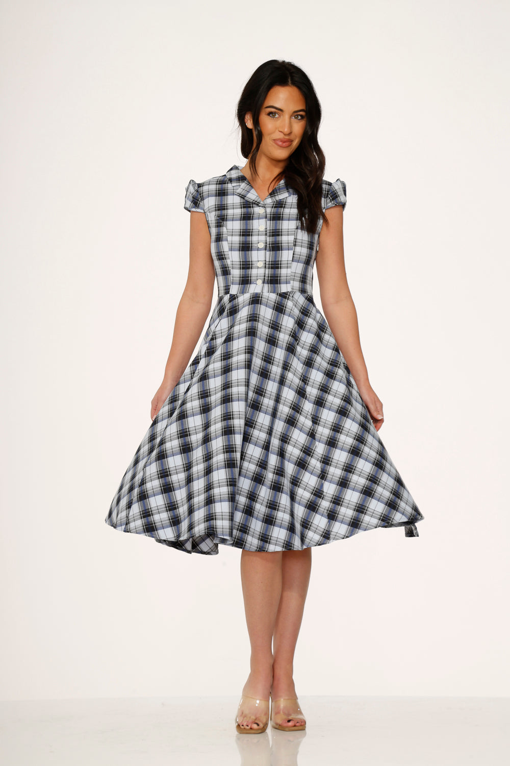 Blue Plaid Swing Dress