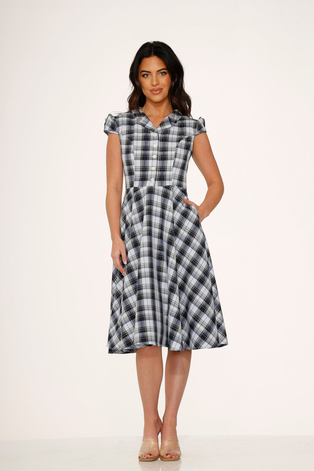 Blue Plaid Swing Dress