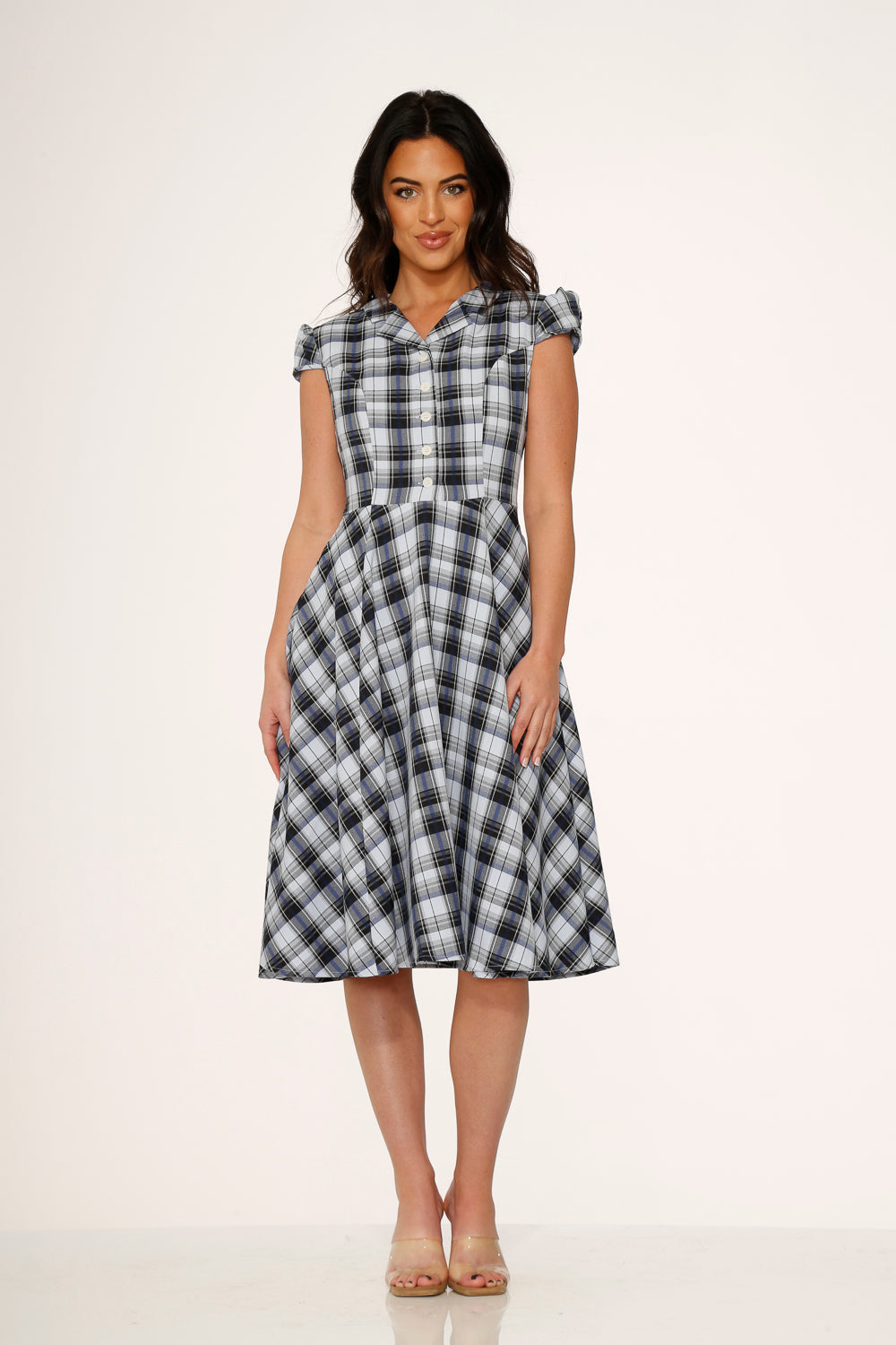 Blue Plaid Swing Dress
