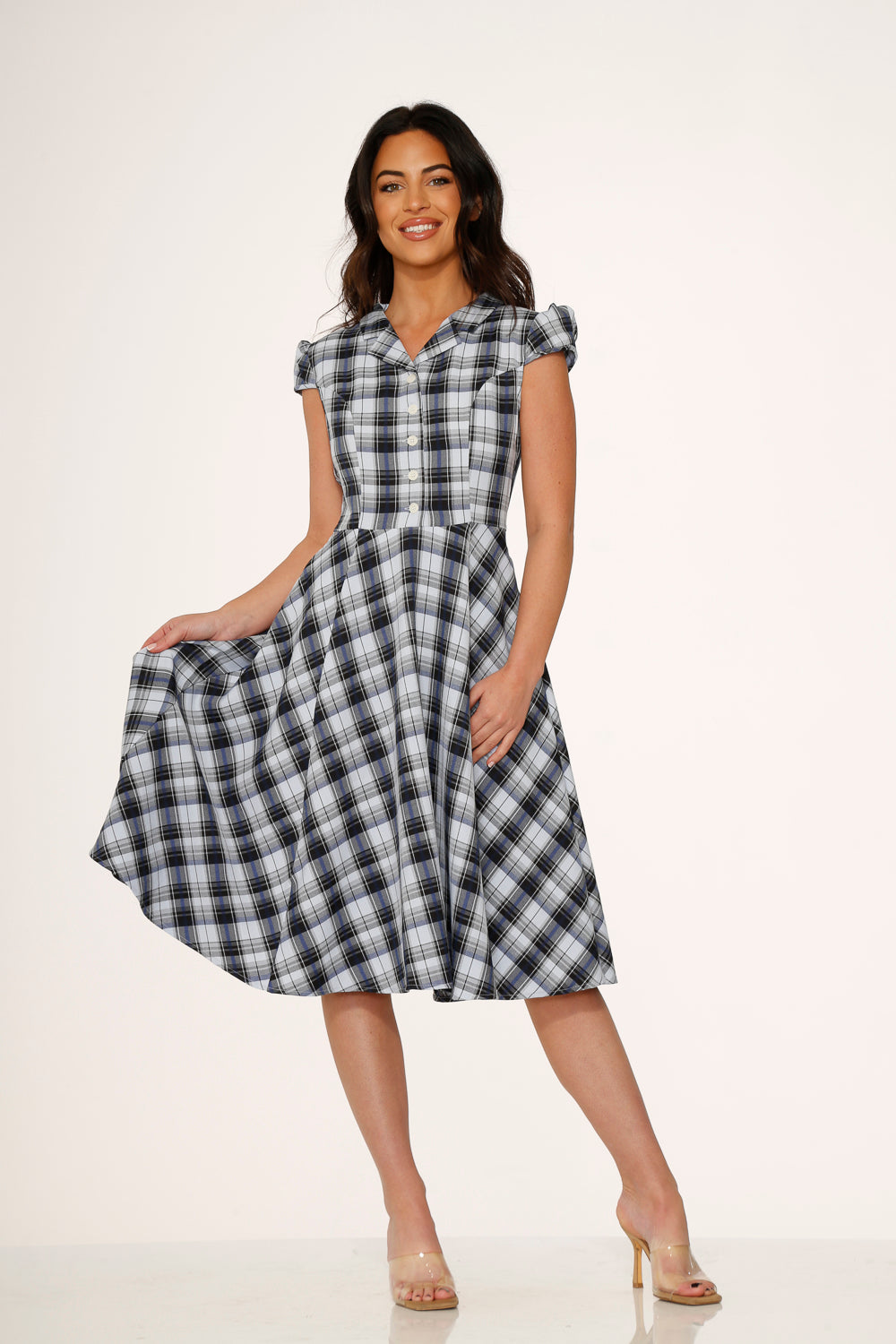 Blue Plaid Swing Dress