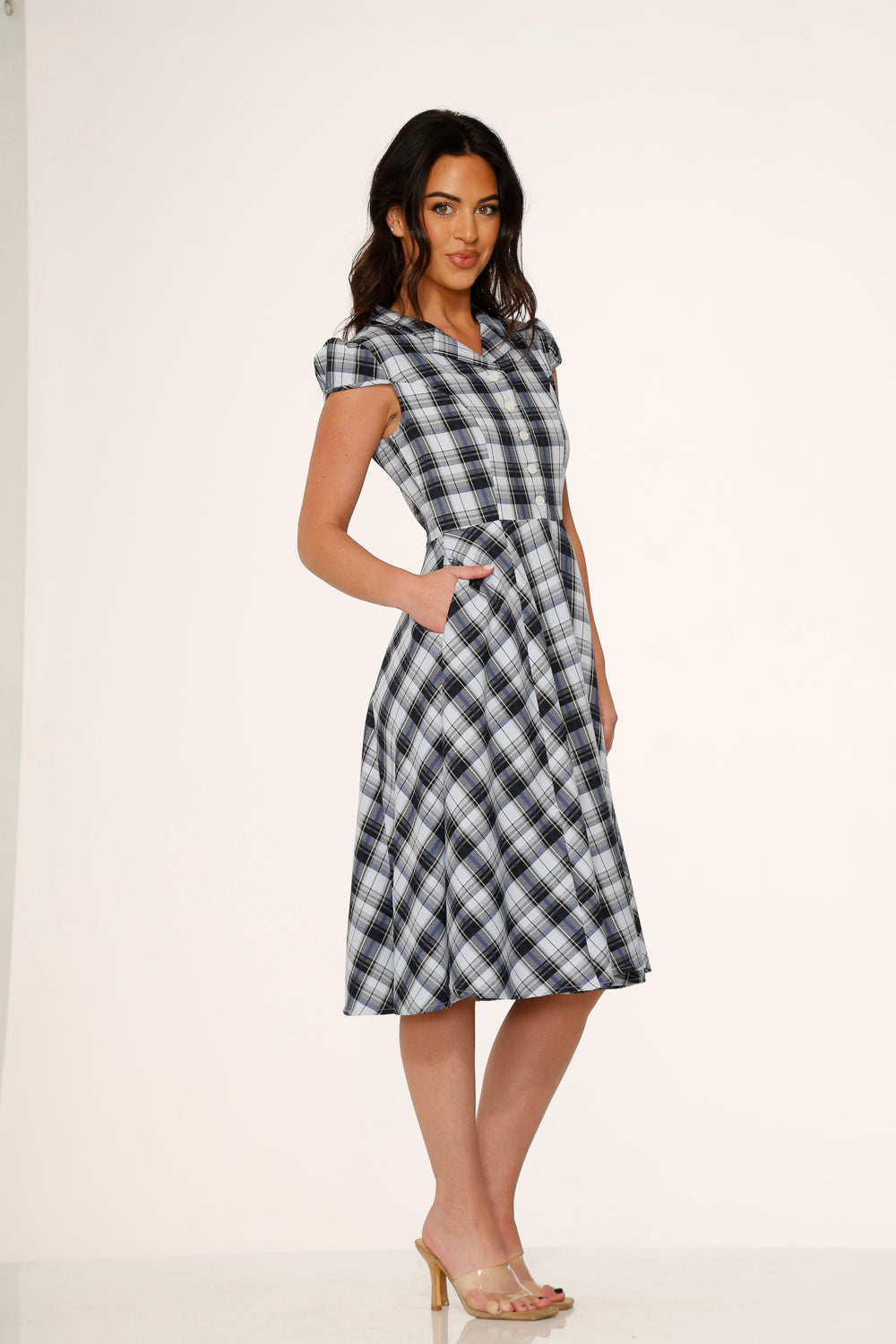 Blue Plaid Swing Dress