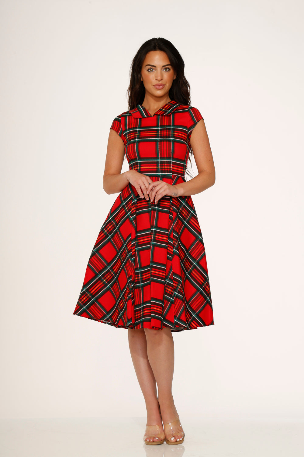 Red Plaid Swing Dress