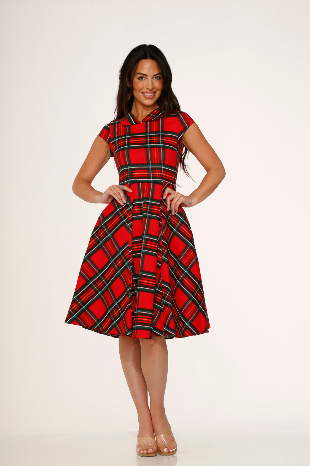 Red Plaid Swing Dress