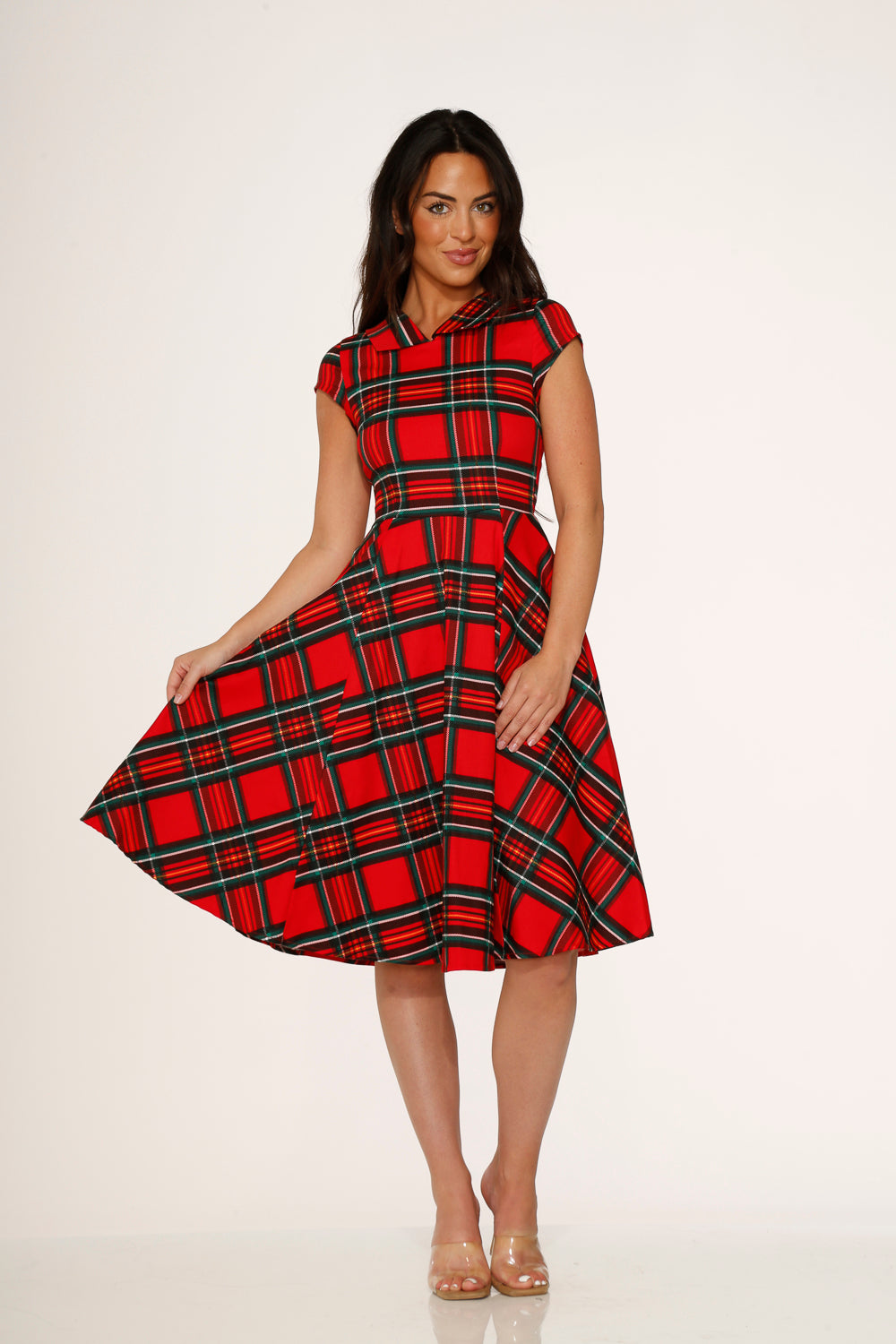 Red Plaid Swing Dress