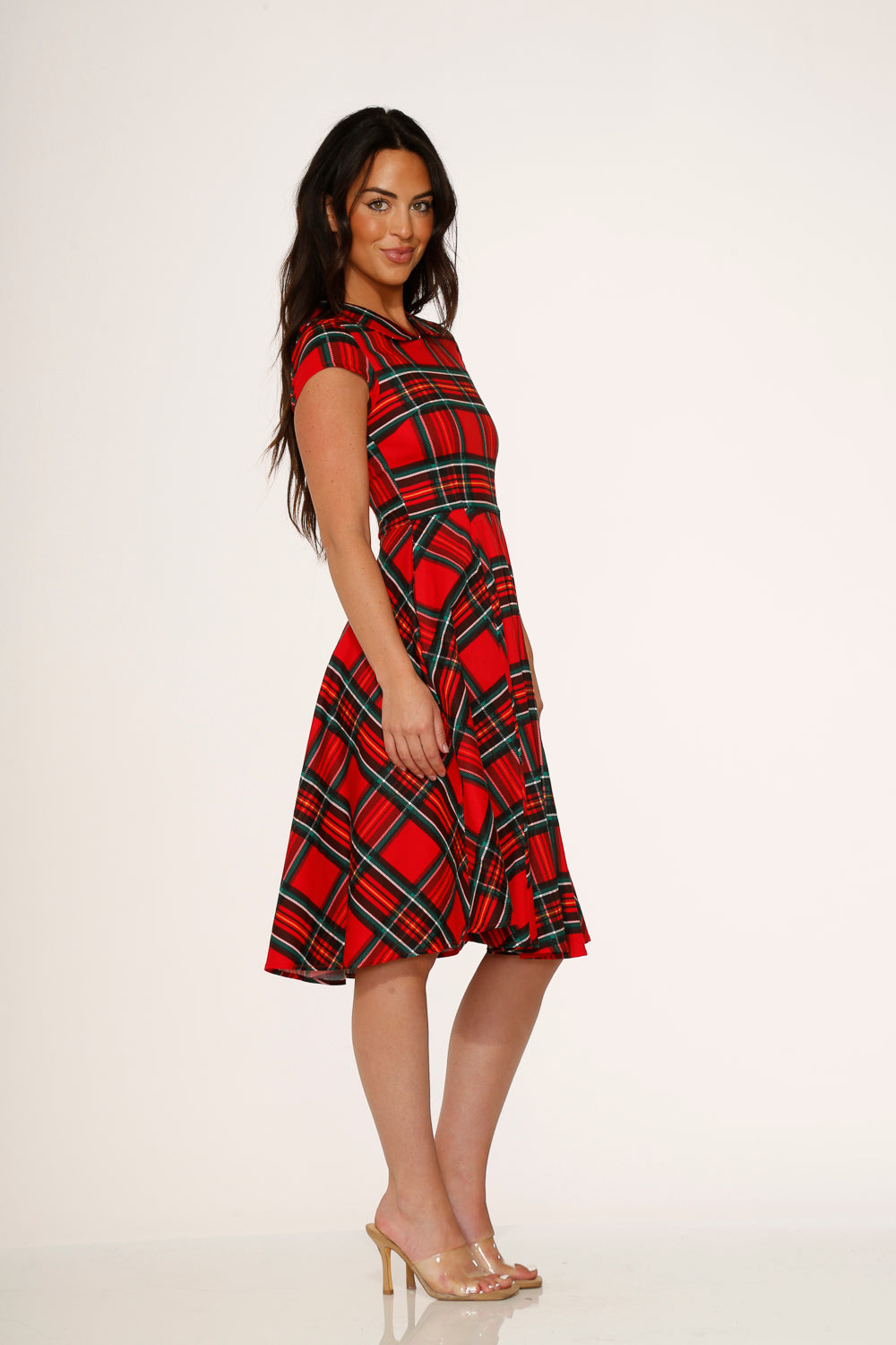 Red Plaid Swing Dress