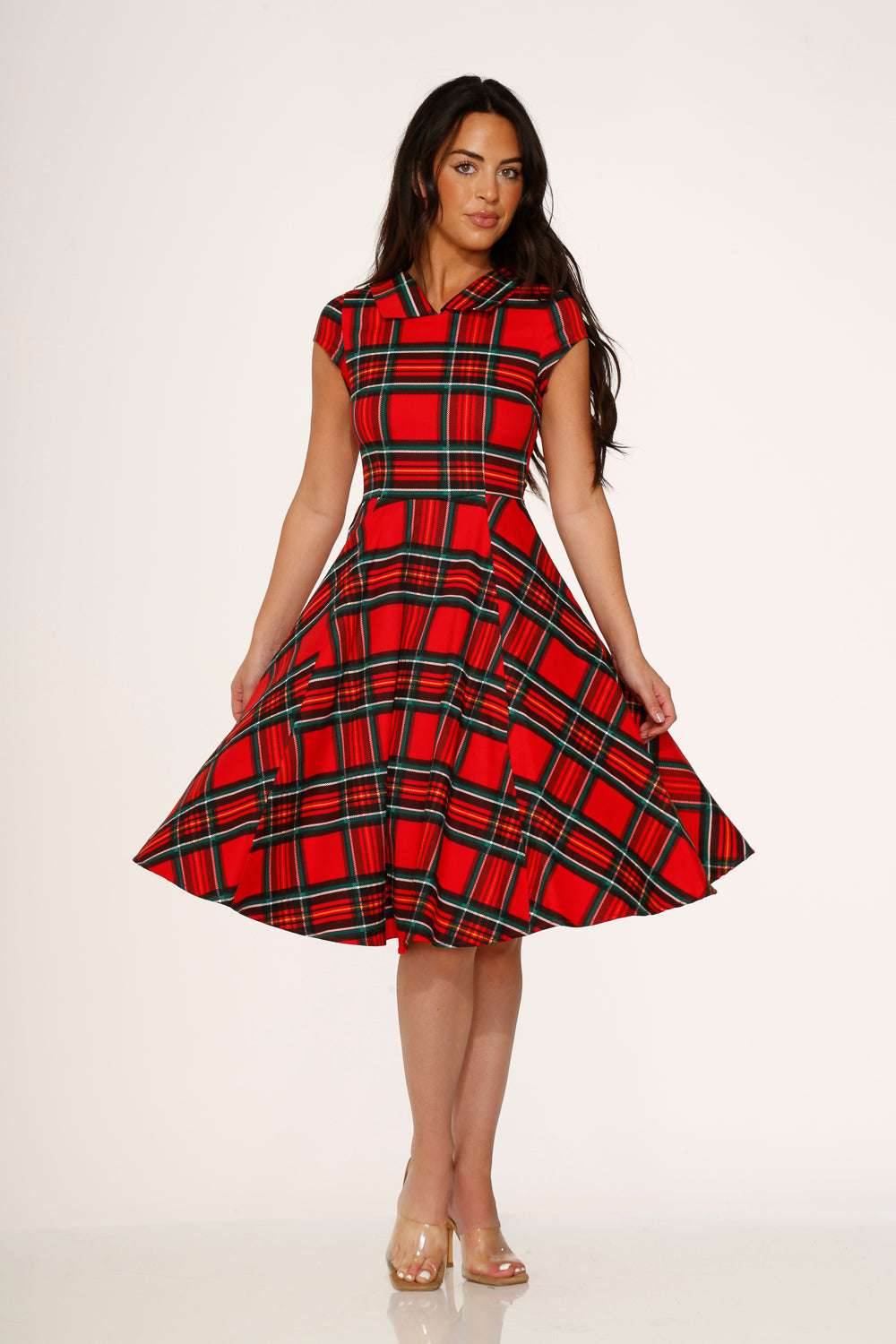 Red Plaid Swing Dress