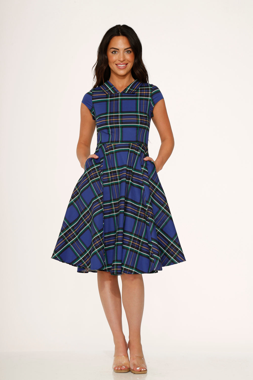 Blue Plaid Swing Dress