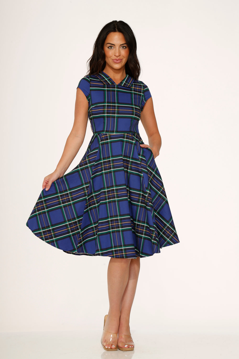Blue Plaid Swing Dress