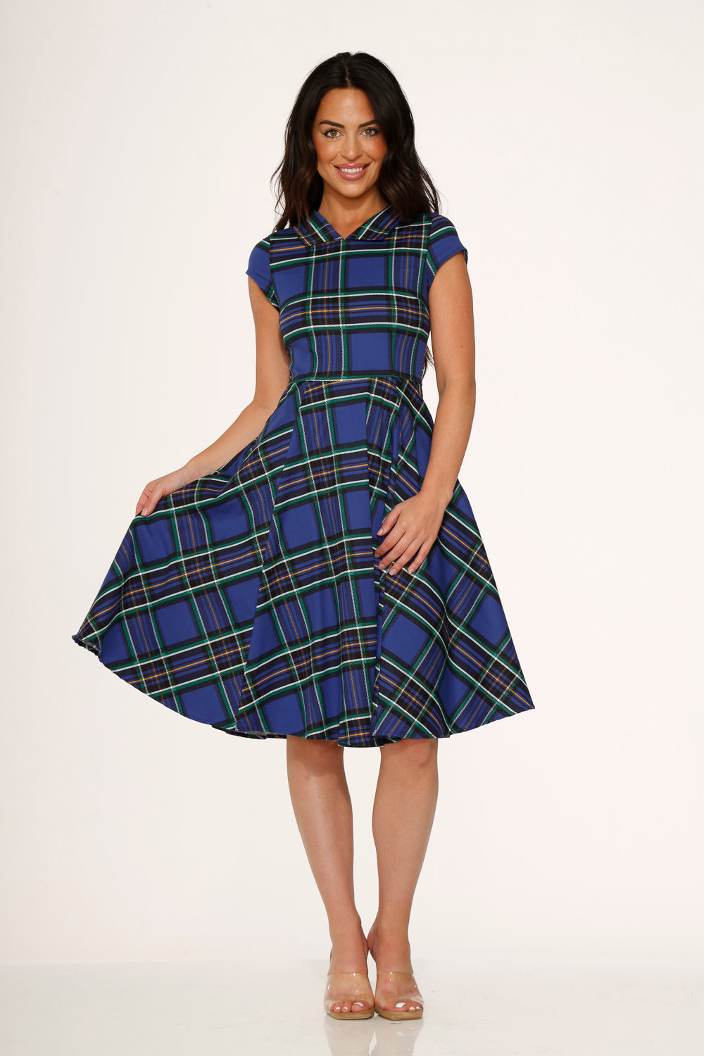 Blue Plaid Swing Dress