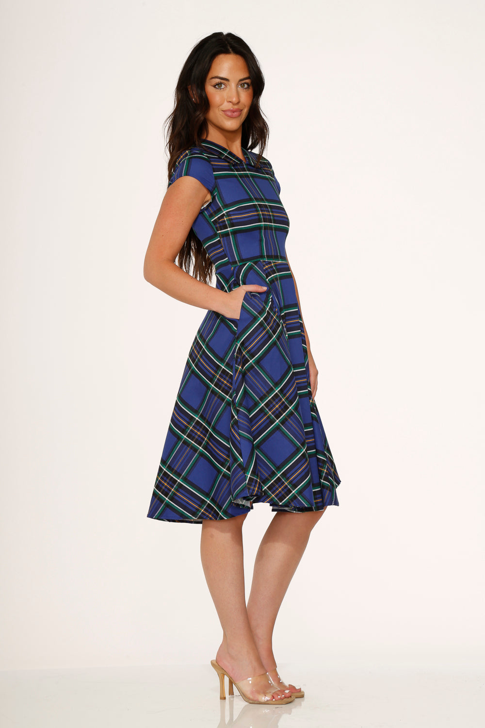 Blue Plaid Swing Dress