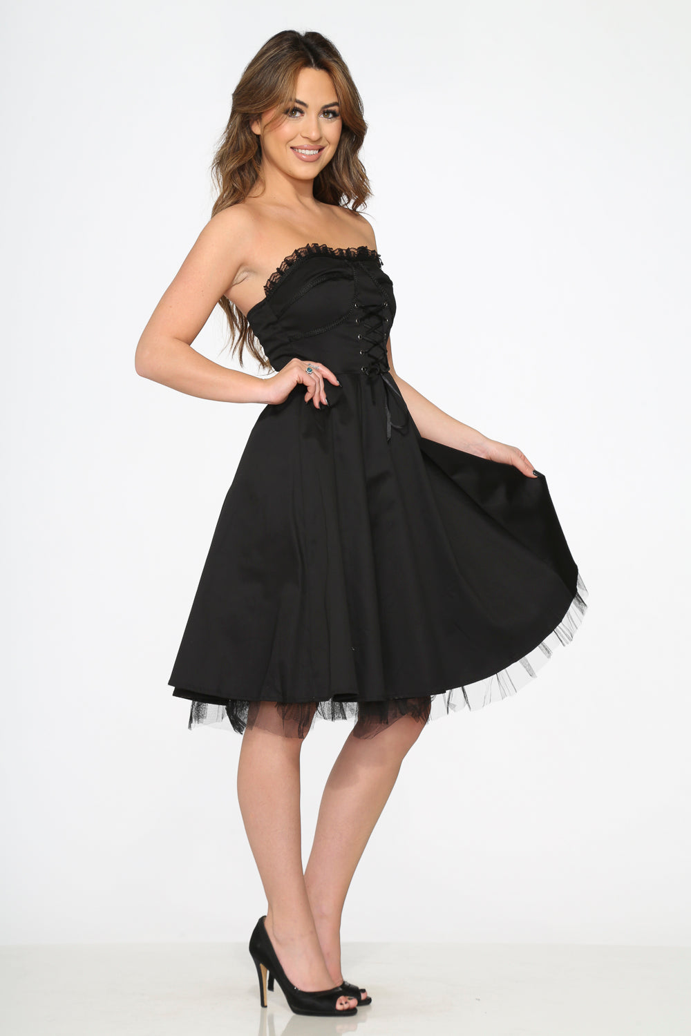 Black Strapless Swing Dress