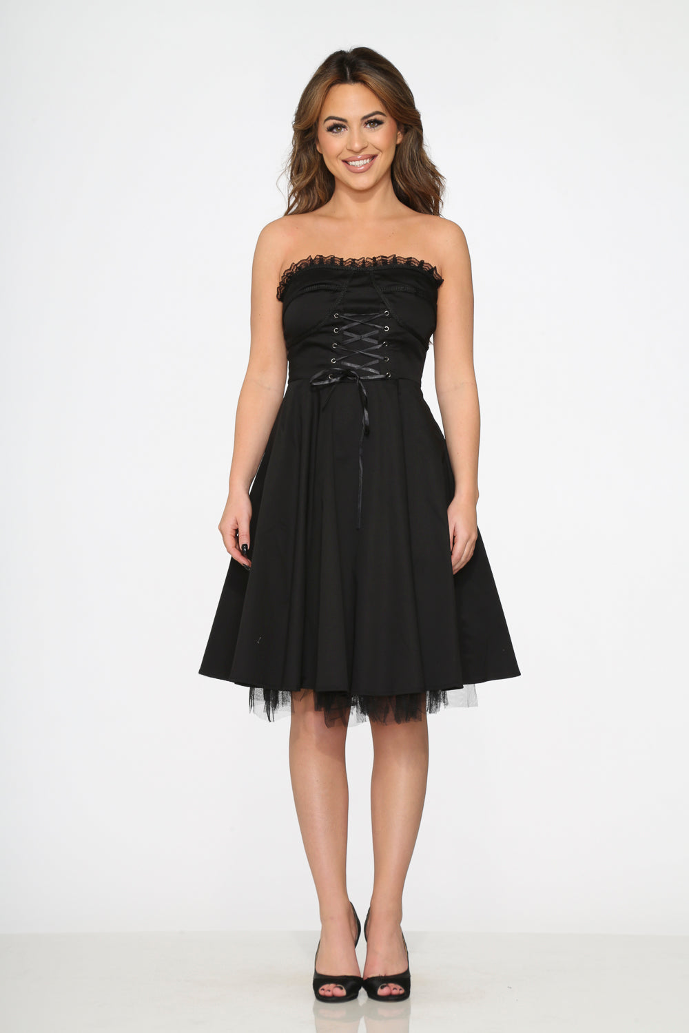 Black Strapless Swing Dress