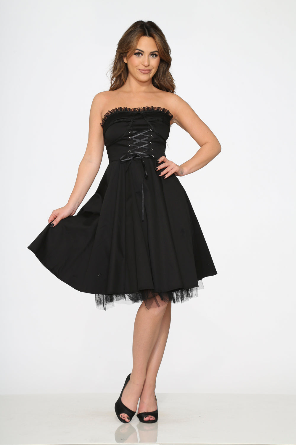 Black Strapless Swing Dress