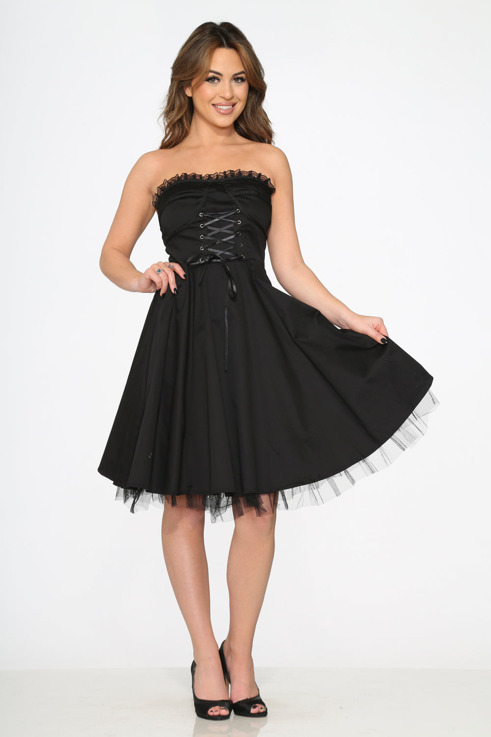 Black Strapless Swing Dress