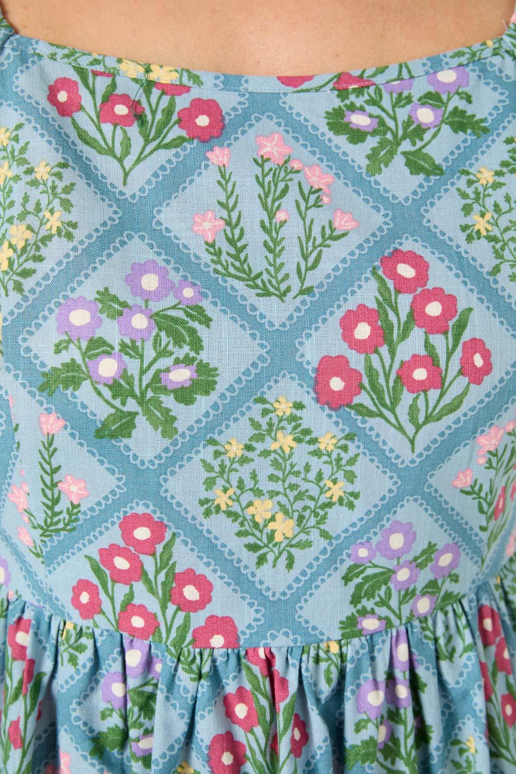 Lattice Floral Mini Dress